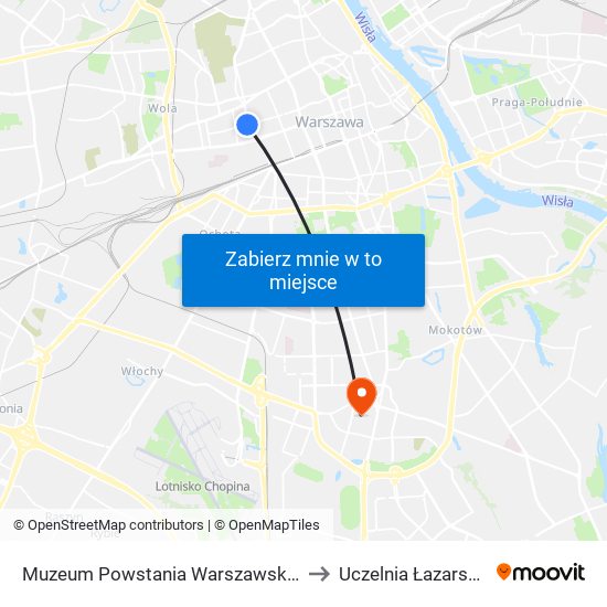 Muzeum Powstania Warszawskiego 01 to Uczelnia Łazarskiego map