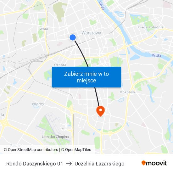 Rondo Daszyńskiego 01 to Uczelnia Łazarskiego map