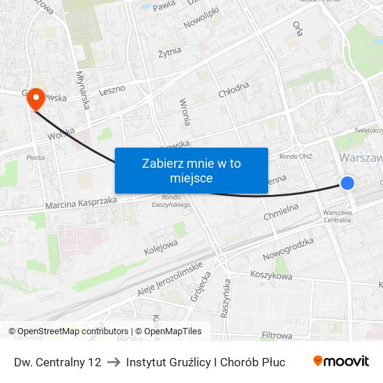 Dw. Centralny 12 to Instytut Gruźlicy I Chorób Płuc map