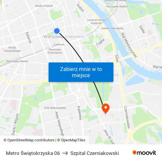 Metro Świętokrzyska 06 to Szpital Czerniakowski map