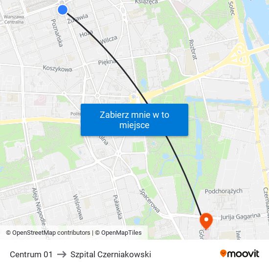 Centrum 01 to Szpital Czerniakowski map