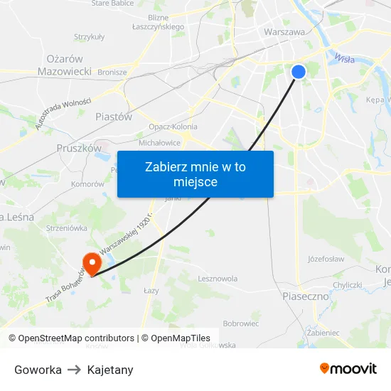 Goworka to Kajetany map