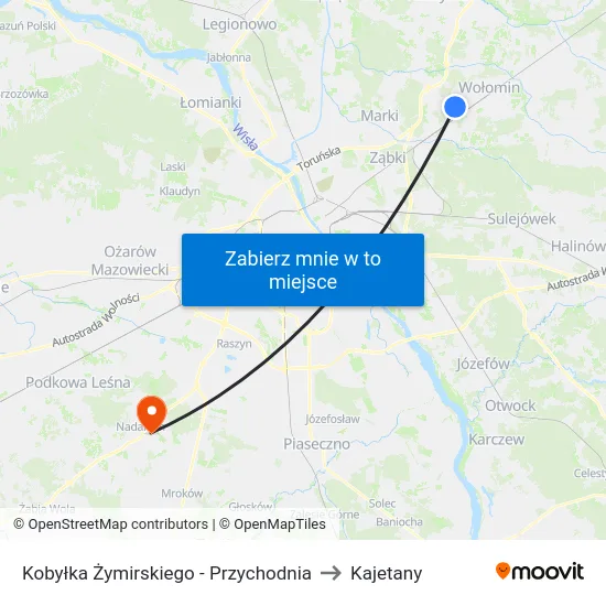 Kobyłka Żymirskiego - Przychodnia to Kajetany map