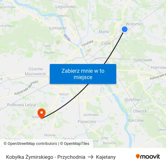 Kobyłka Żymirskiego - Przychodnia to Kajetany map