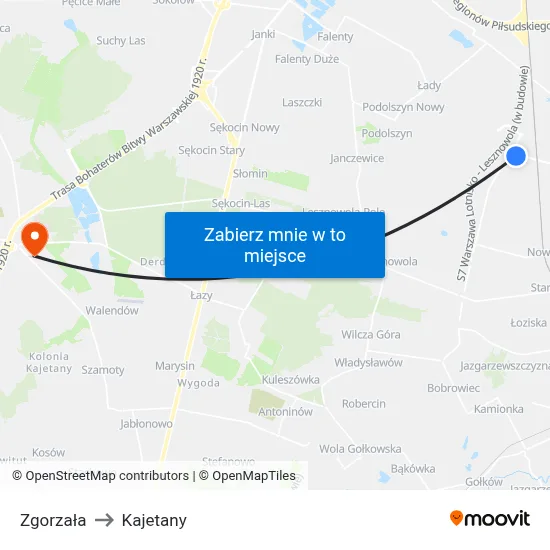 Zgorzała to Kajetany map