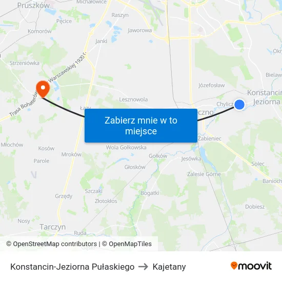 Konstancin-Jeziorna Pułaskiego to Kajetany map