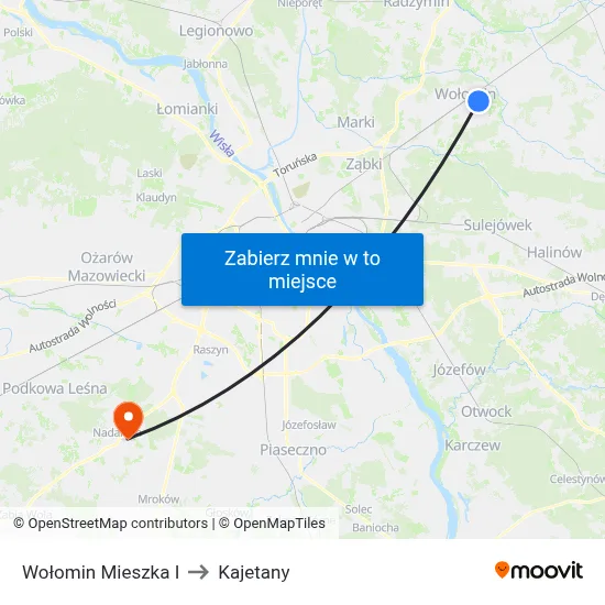 Wołomin Mieszka I to Kajetany map