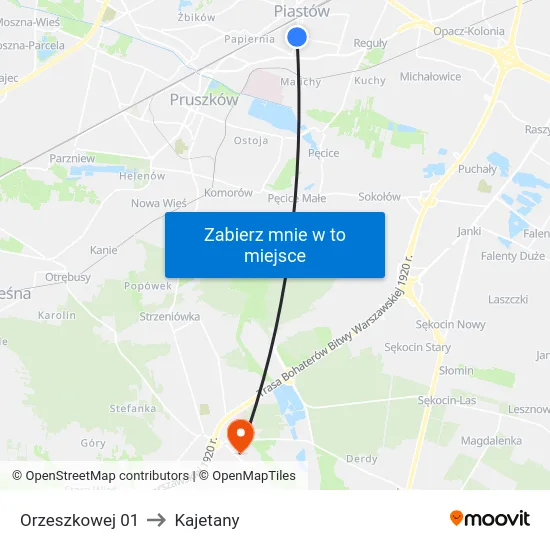 Orzeszkowej 01 to Kajetany map