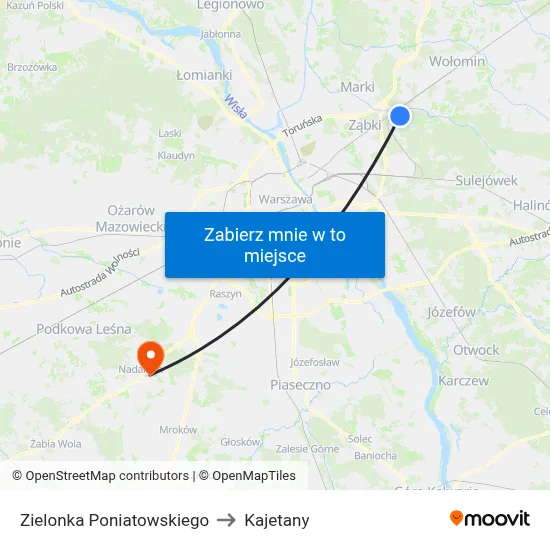 Zielonka Poniatowskiego to Kajetany map