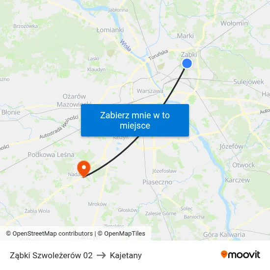 Ząbki Szwoleżerów 02 to Kajetany map