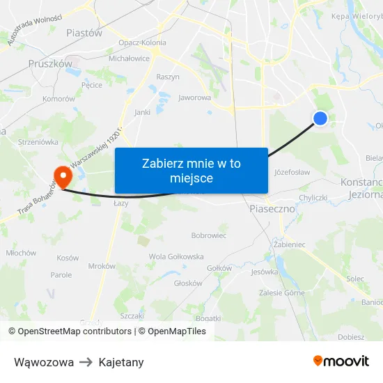 Wąwozowa to Kajetany map