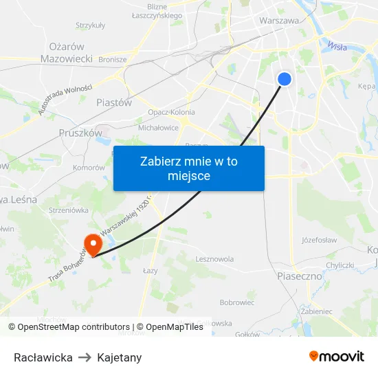 Racławicka to Kajetany map
