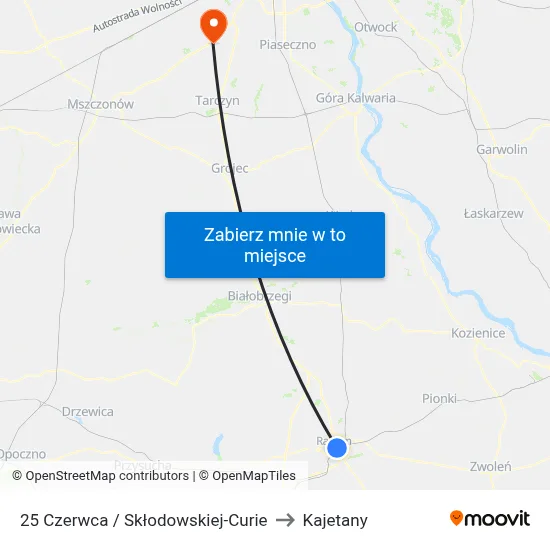25 Czerwca / Skłodowskiej-Curie to Kajetany map