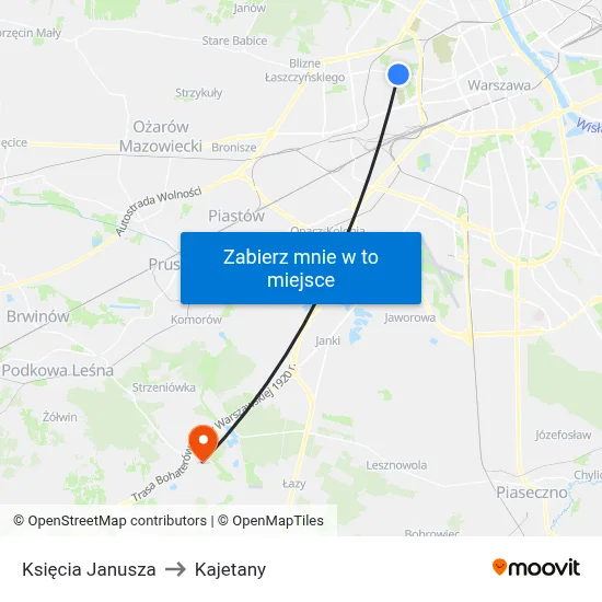 Księcia Janusza to Kajetany map