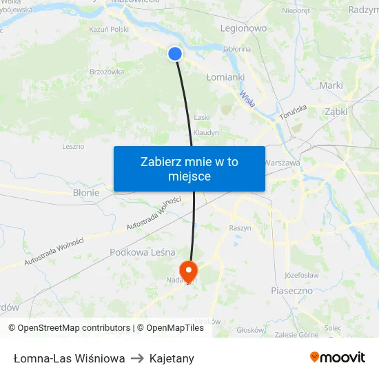 Łomna-Las Wiśniowa to Kajetany map