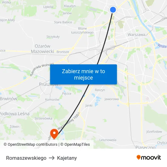 Romaszewskiego to Kajetany map