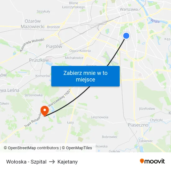 Wołoska - Szpital to Kajetany map