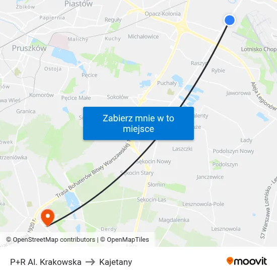 P+R Al. Krakowska to Kajetany map