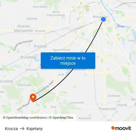 Krucza to Kajetany map