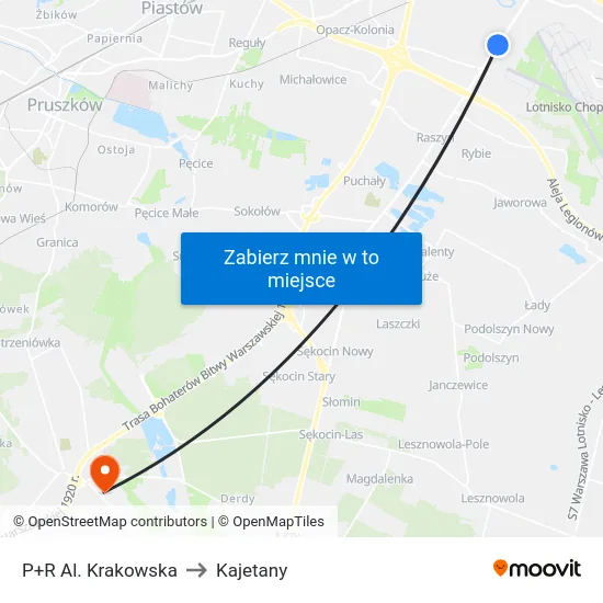 P+R Al. Krakowska to Kajetany map