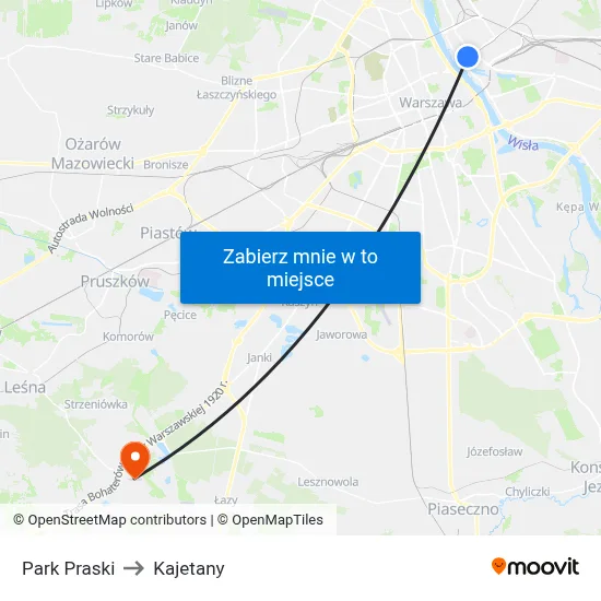 Park Praski to Kajetany map