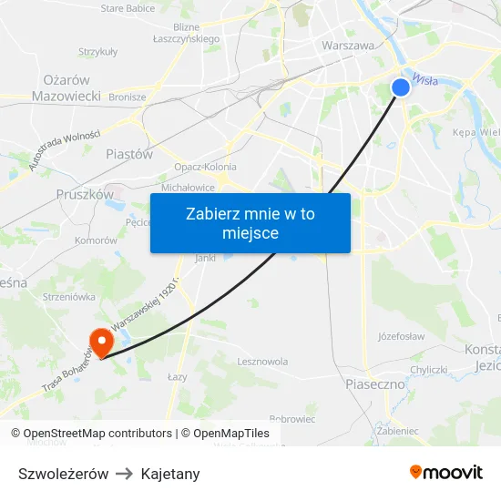 Szwoleżerów to Kajetany map