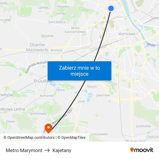 Metro Marymont to Kajetany map