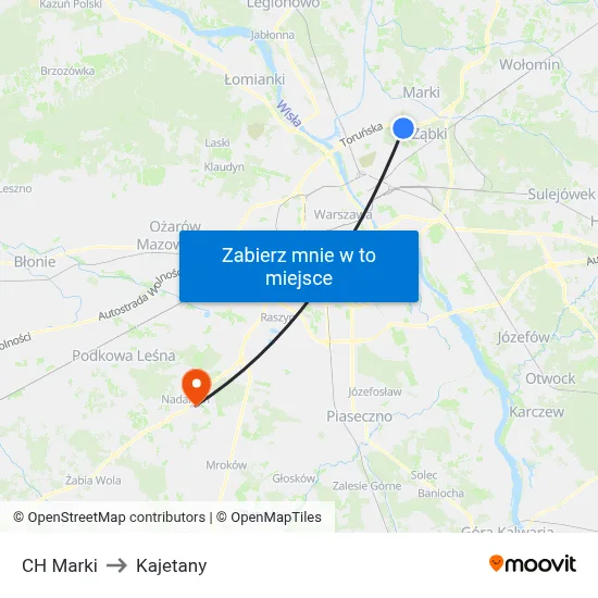 CH Marki to Kajetany map