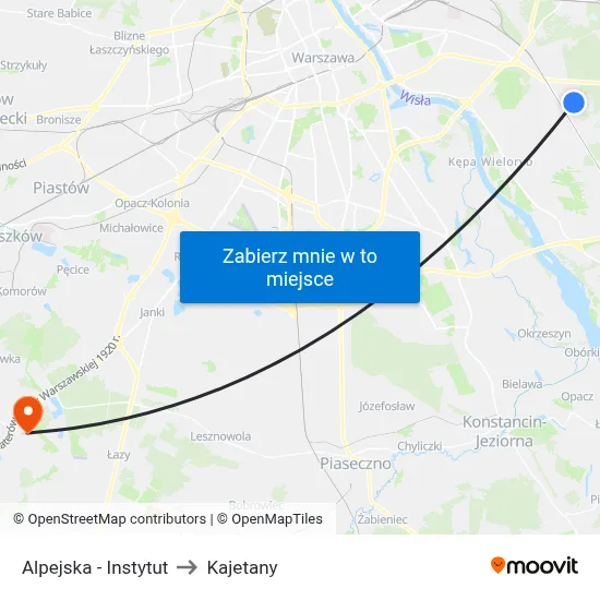 Alpejska - Instytut to Kajetany map