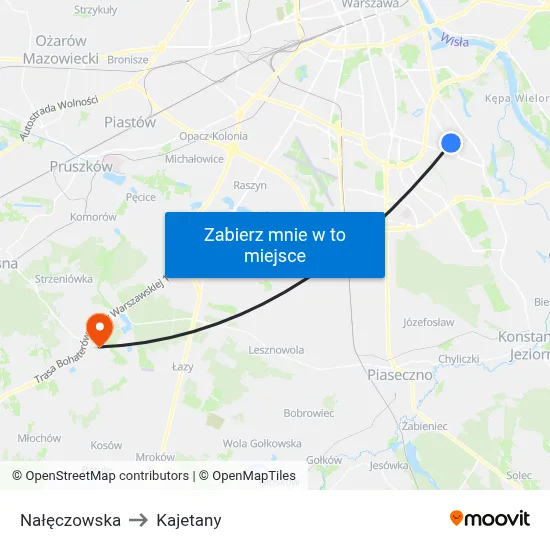 Nałęczowska to Kajetany map