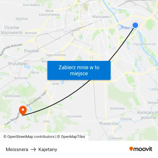 Meissnera to Kajetany map