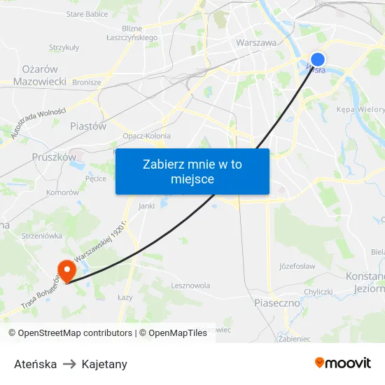 Ateńska to Kajetany map