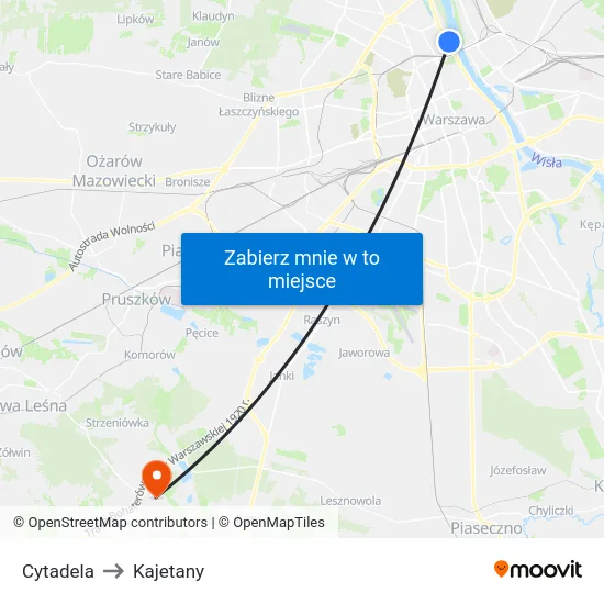 Cytadela to Kajetany map