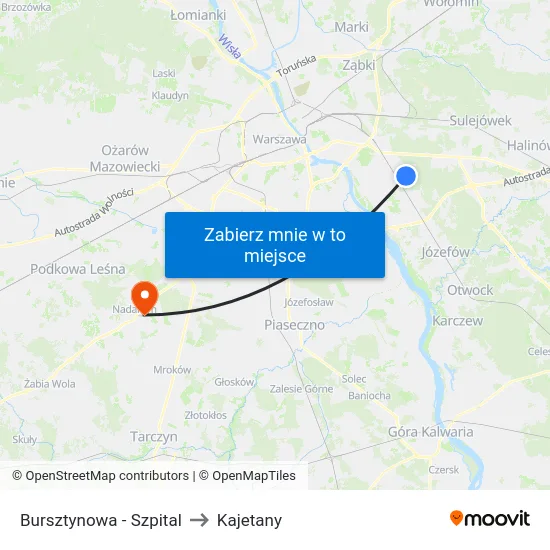 Bursztynowa - Szpital to Kajetany map