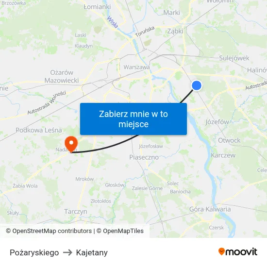 Pożaryskiego to Kajetany map