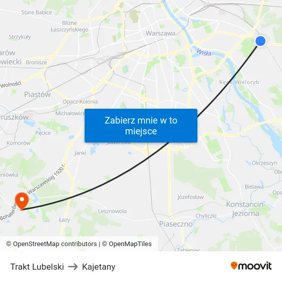 Trakt Lubelski to Kajetany map