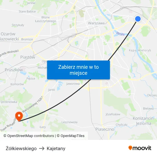 Żółkiewskiego to Kajetany map