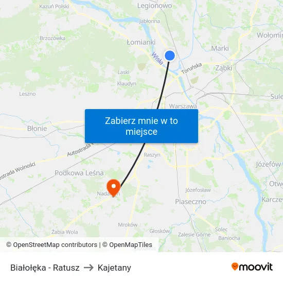 Białołęka - Ratusz to Kajetany map