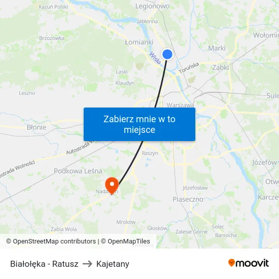 Białołęka - Ratusz to Kajetany map