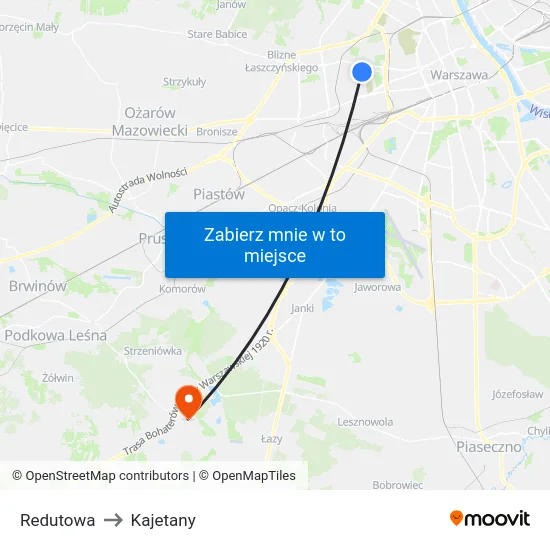 Redutowa to Kajetany map