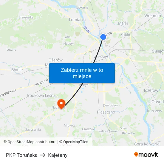 PKP Toruńska to Kajetany map