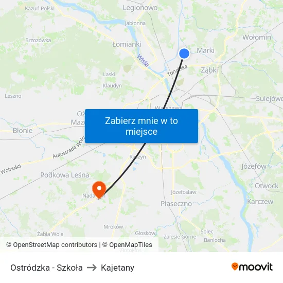 Ostródzka - Szkoła to Kajetany map