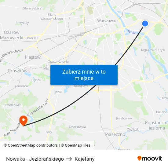 Nowaka - Jeziorańskiego to Kajetany map