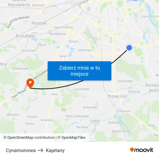 Cynamonowa to Kajetany map