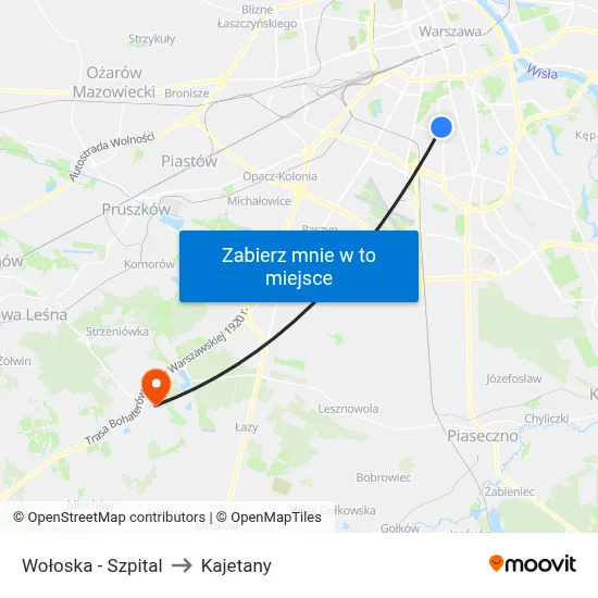 Wołoska - Szpital to Kajetany map