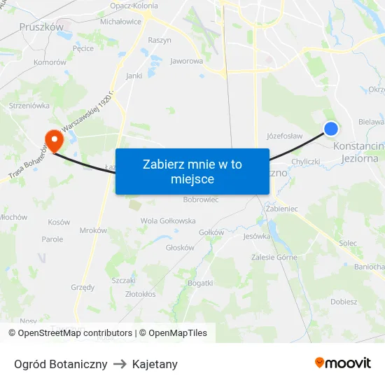 Ogród Botaniczny to Kajetany map