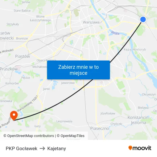 PKP Gocławek to Kajetany map