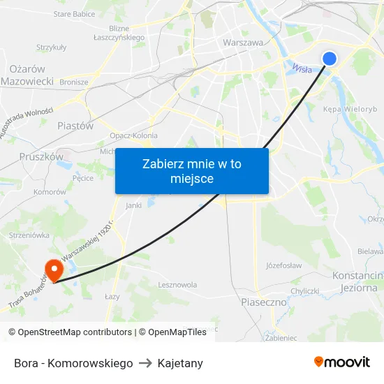 Bora - Komorowskiego to Kajetany map