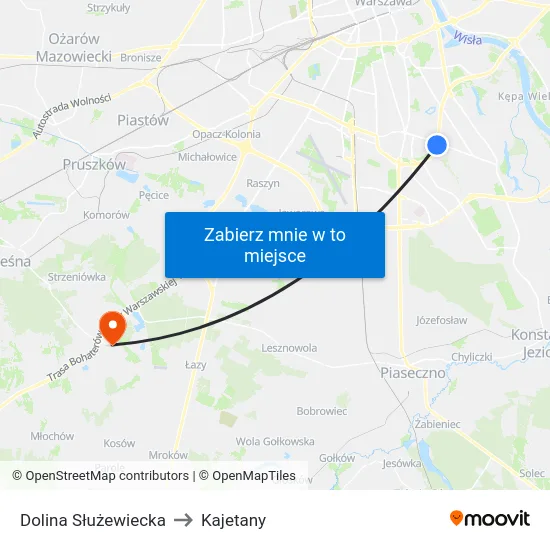 Dolina Służewiecka to Kajetany map