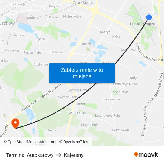 Terminal Autokarowy to Kajetany map